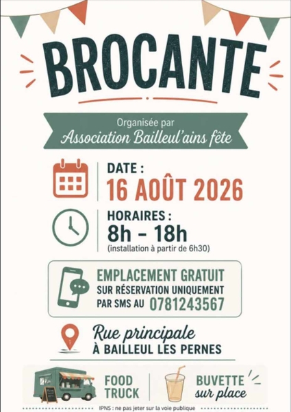 Brocante ce dimanche 16 aout à Bailleul les pernes