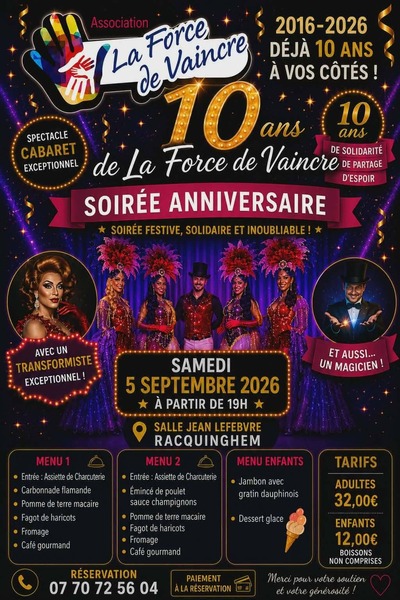 L'association la force de Vaincre de Racquinghem fête ses 10ans ce samedi 5 septembre à Racquinghem