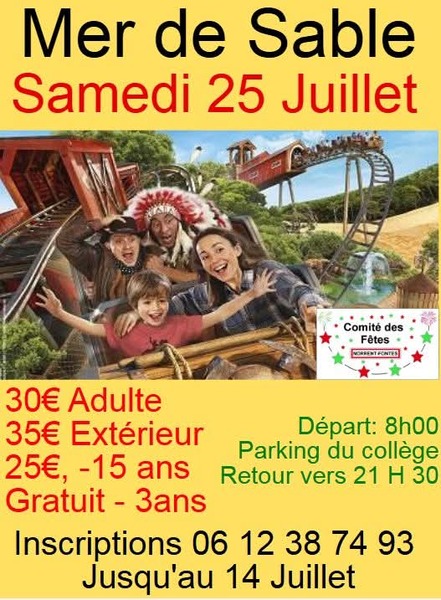 Un déplacement au parc de la mer de Sable ce samedi 25 juillet avec le comité des fêtes de Norrent Fontes