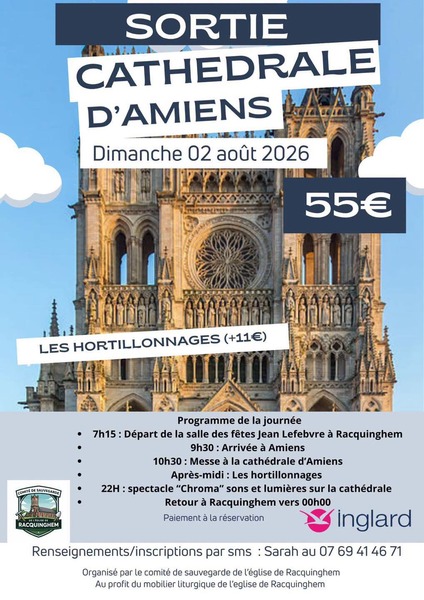 Une sortie pour aller visiter la cathédrale d'Amiens ce dimanche 2 aout