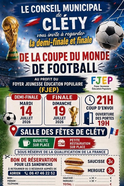 les 1/2 finale et la finale à regarder à Cléty ces 14 et 19 juillet