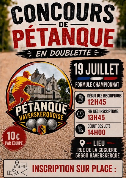 Concours de pétanque ce dimanche 19 juillet à Haverskerque