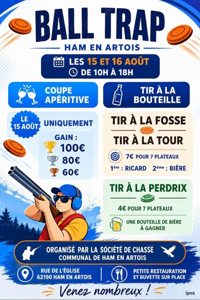 Un ball trap ces 15 et 16 aout à Ham En Artois