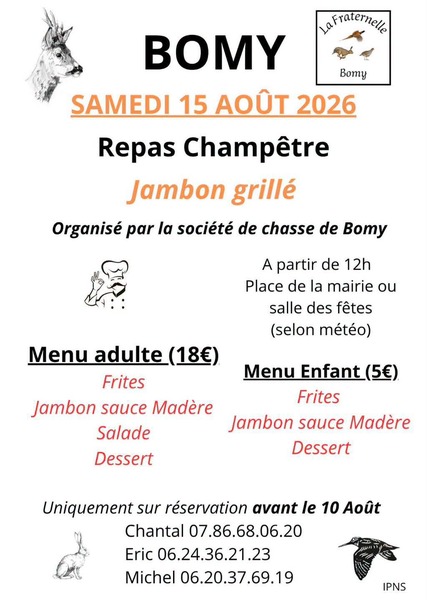 Jambon grillé pour le samedi 15 aout à Bomy