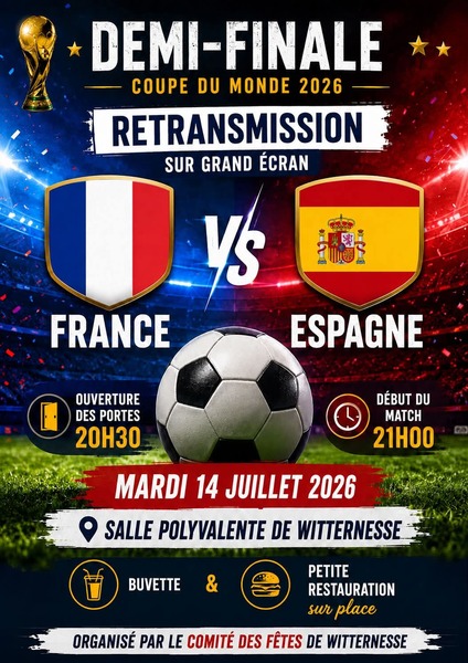 La demi-finale de France Espagne pour le mondial 2026 avec le comité des fêtes de Witternesse