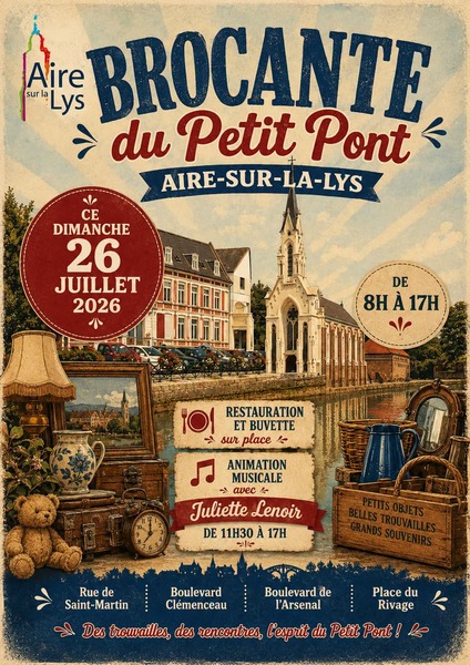 La brocante du petit pont d'Aire sur la Lys se déroulera ce dimanche 26 juillet