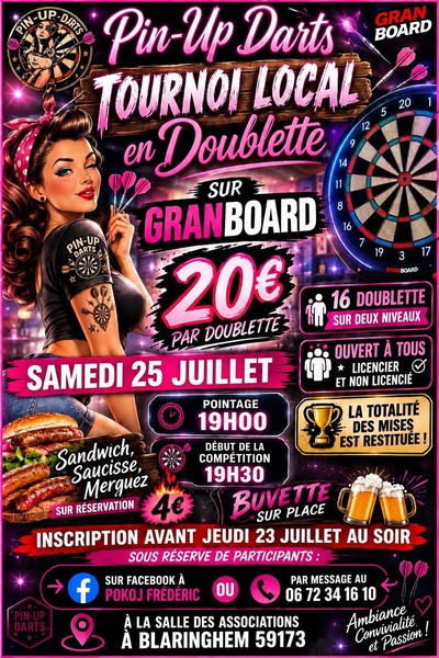 Tournoi de fléchettes ce samedi 25 juillet à Blaringhem