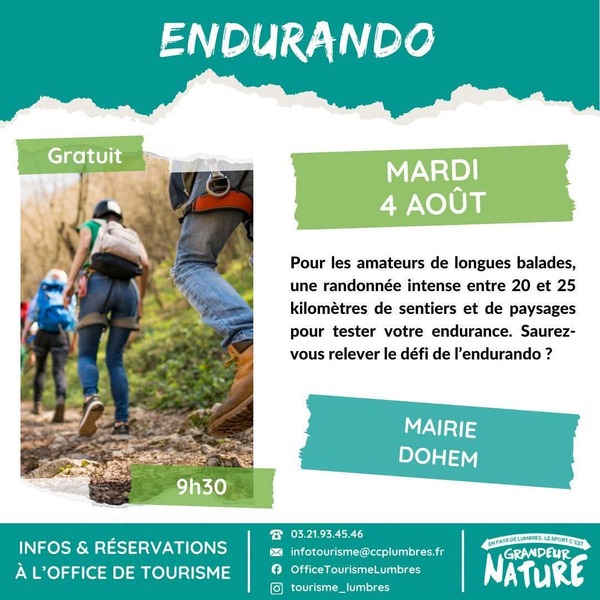 Une randonnée de 20 à 25 kilomètres ce mardi 4 aout au départ de Dohem !