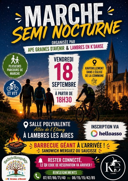 Marche en semi nocturne ce vendredi 18 aout à Lambres
