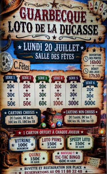 Loto de la ducasse ce lundi 20 juillet à Guarbecque