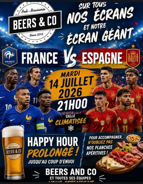 Le match des bleus face à l'Espagne sera sur tous les écrans du restaurant Beers and co d'Aire sur la Lys
