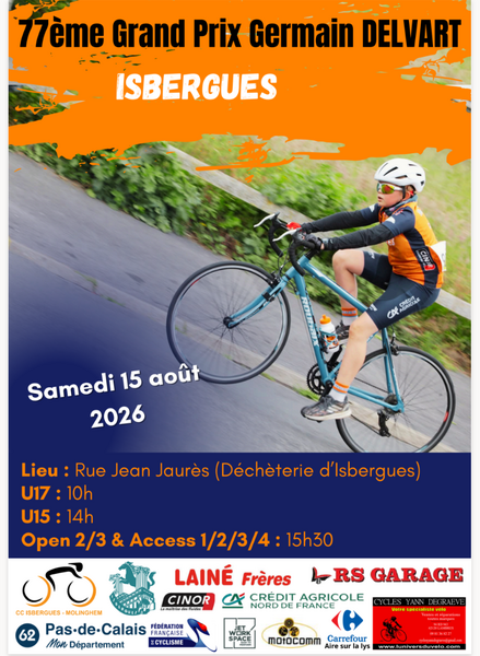 Des courses de cyclisme ce samedi 15 aout à Isbergues