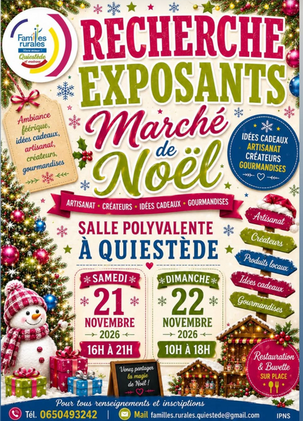 Marché de Noel ces samedi 21 et dimanche 22 novembre à Quiestède