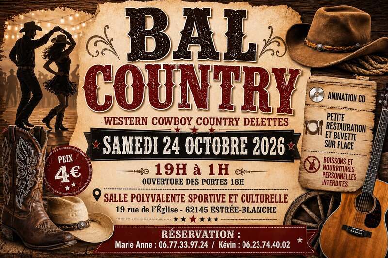 Bal country ce samedi 24 octobre à Estrée Blanche