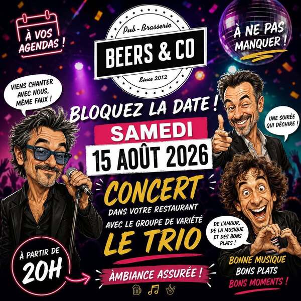 Un concert au programme de la soirée du samedi 15 aout au restaurant Beers And Co d'Aire sur la Lys