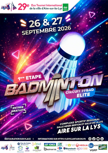 29éme éco tournoi international de Bad à AIRE SUR LA LYS avec le volant Airois