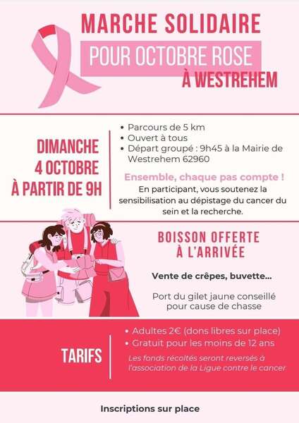 Une marche solidaire en vers octobre rose ce dimanche 4 octobre à Westrehem