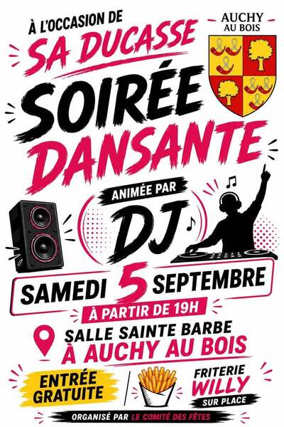 Soirée dansante ce samedi 5 septembre à Auchy Au bois