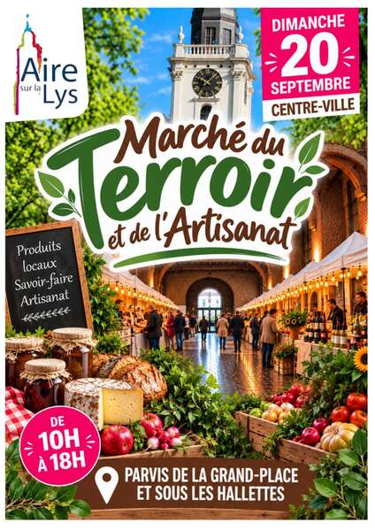 Marché du terroir et de l'artisanat ce dimanche 20 septembre de 9h à 13h à Aire sur la Lys