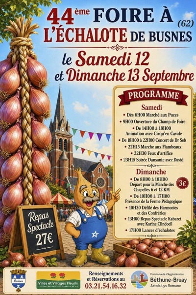 44éme foire à l'échalote de Busnes ces samedi 12 et dimanche 13 septembre