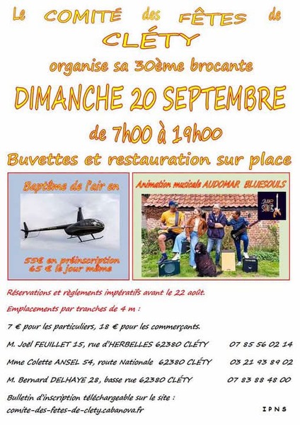 La brocante de Cléty c'est ce dimanche 20 septembre
