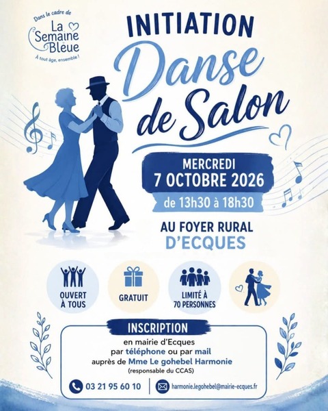 Initiation danse de salon ce mercredi 7 octobre à Ecques