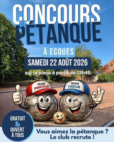 Un concours de pétanque ce samedi 22 aout à Ecques