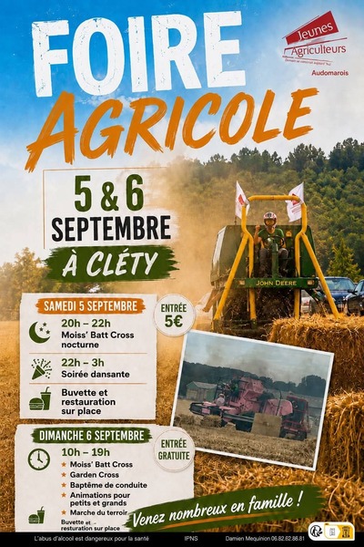La foire agricole des jeunes agriculteurs de l'Audomarois revient cette année ! Elle se déroulera sur 2 jours à Cléty