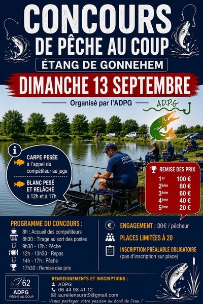 Concours de pêche ce dimanche 13 septembre à Gonnehem