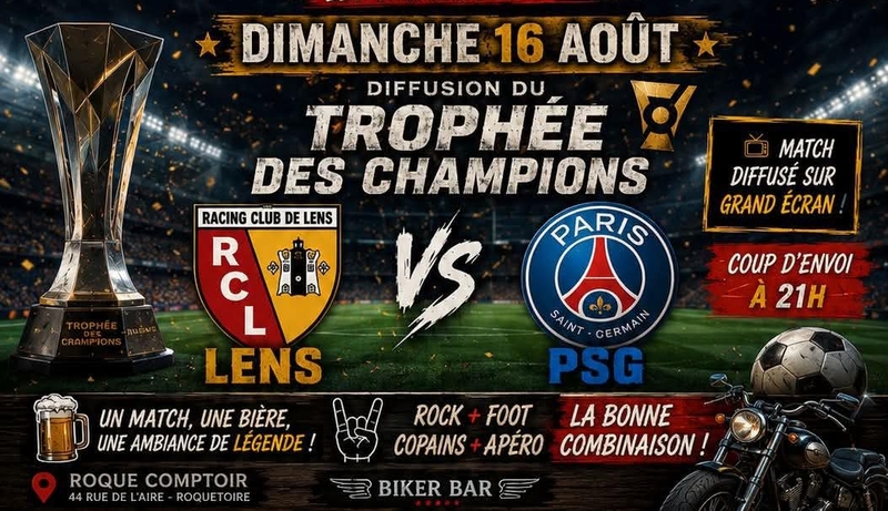 Diffusion de la rencontre Lens Vs Paris ce dimanche 16 aout au soir à Roquetoire