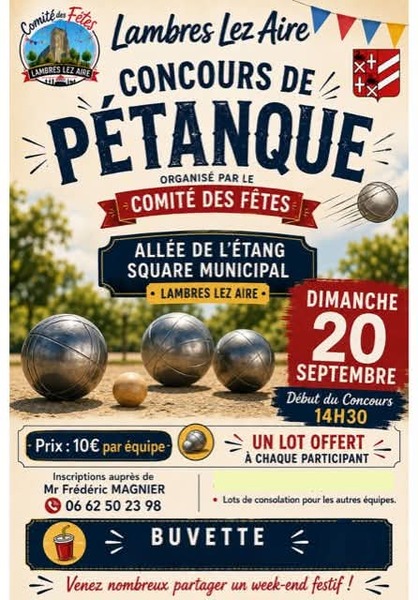 Concours de pétanque ce dimanche 20 septembre à Lambres