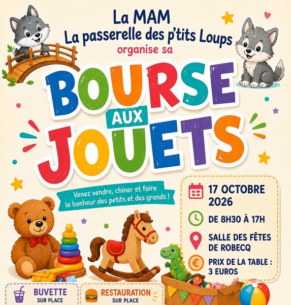 La MAM la passerelle des p'tits Loups de Robecq que organise une bourse aux jouets ce samedi 17 octobre