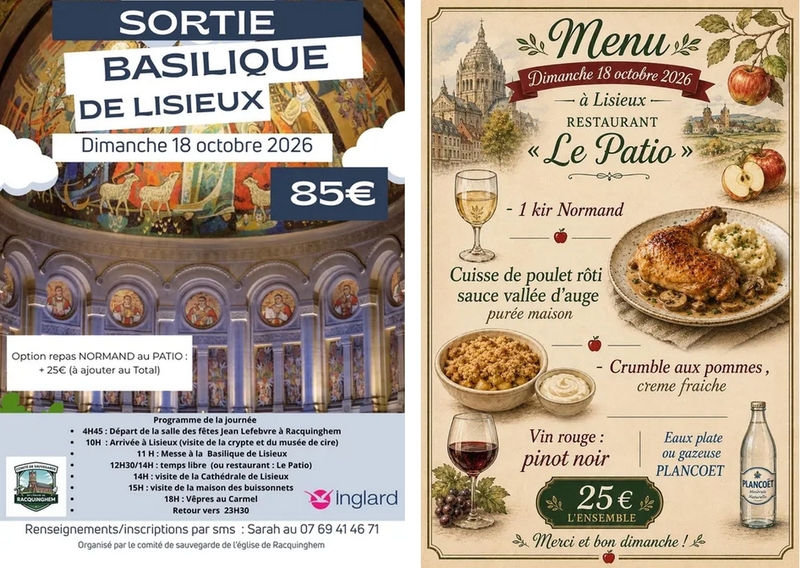 Sortie à la basilique de Lisieux ce dimanche 18 octobre avec le comité de sauvegarde de l'église de Racquinghem
