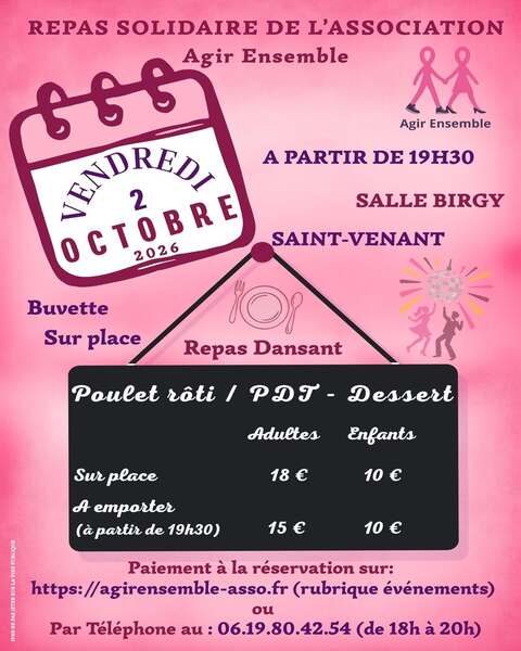 Un repas solidaire octobre rose à Saint Venant ce vendredi 2 octobre
