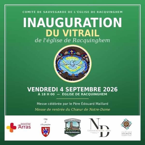 L'inauguration du vitrail de l'église de Racquinghem sera célébrée ce vendredi 4 septembre à Racquinghem