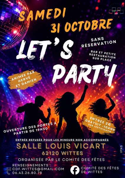 Une soirée dansante ce samedi 31 octobre à Wittes