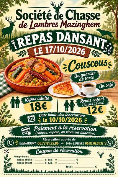 Repas dansant ce samedi 17 octobre à Mazinghem