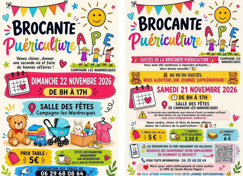Deux brocantes seront organisées à Campagnes les wardrecques les 21 et 22 novembre prochain