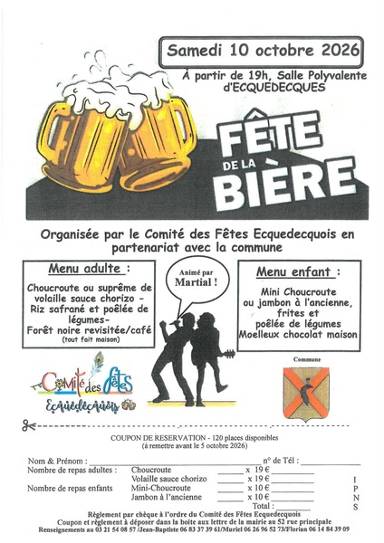 La fête de la bière avec le comité des fêtes de la commune de Ecquedecques