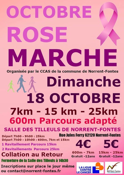 Quatre randonnées au départ de Norrent Fontes pour octobre rose