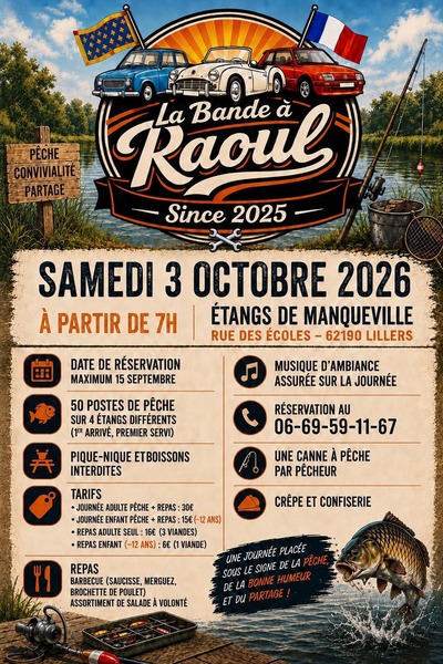 Journée pêche avec la bande à Raoul ce samedi 3 octobre à Lillers