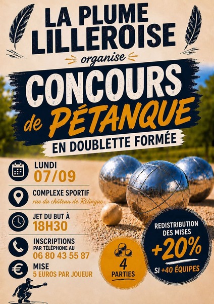 Un concours de pétanque sera organisé ce lundi 7 septembre à Lillers