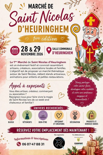 Marché de Saint Nicolas ces samedi 28 et dimanche 29 novembre à Heuringhem