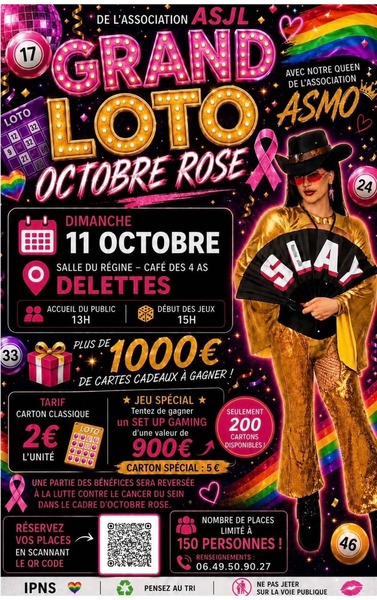Un loto sera organisé ce dimanche 11 octobre à Delettes au profit d'octobre rose.