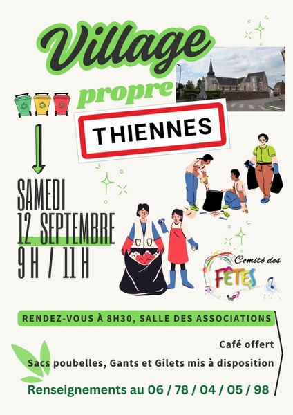 Le comité des fêtes de la commune de Thiennes organise une opération village propre ce samedi 12 septembre