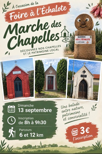 La marche des chapelles ce dimanche 13 septembre au départ de la commune de Busnes