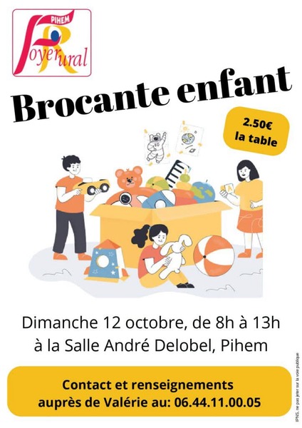 Une brocante enfant ce dimanche 12 octobre à Pihem