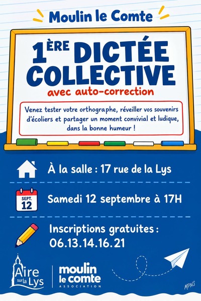 Première dictée collective ce samedi 12 septembre à Aire sur la Lys