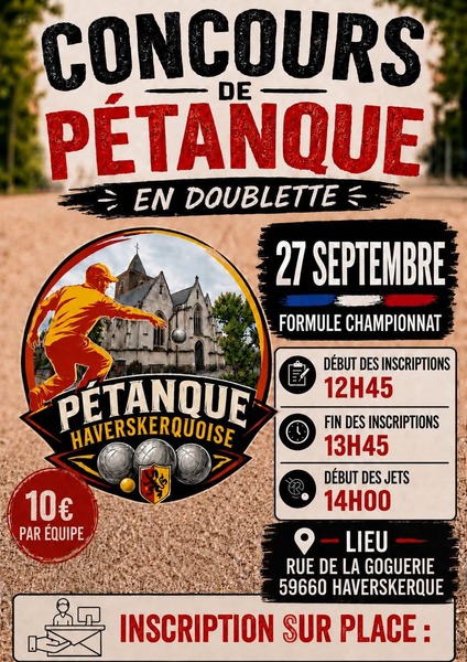 Un concours de pétanque se déroulera ce dimanche 27 septembre à Aire sur la Lys