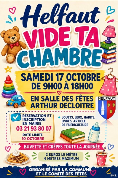 Vide ta chambre ce samedi 17 octobre à Helfaut